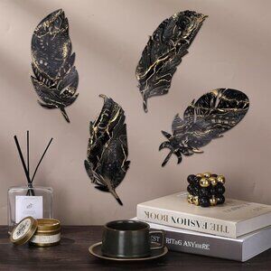4 Pieces feather wall decor